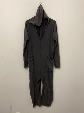 Free People Hooded One-Piece Jumpsuit in Charcoal